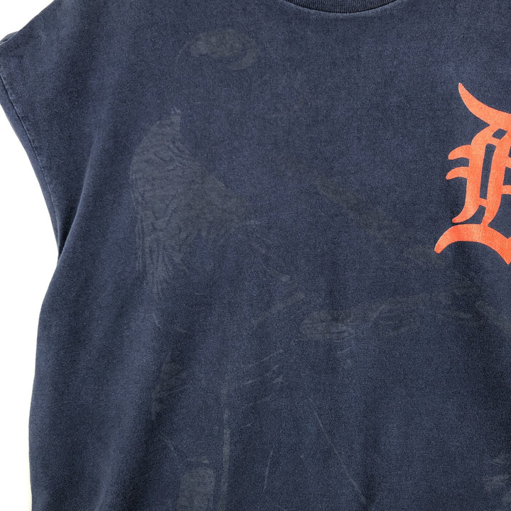 ~90'S MLB Detroit Tigers sports print T-shirt, Made in USA, Men's XL equivalent, Vintage cotton navy blue type Vintage Second Hand