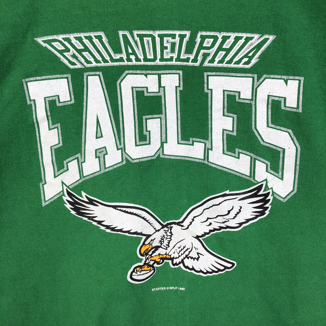 90'S Starter NFL Philadelphia Eagles Eagle Pattern Sports Print T-Shirt, Made in USA, Men's XL (approx.) cotton green type Vintage Second Hand