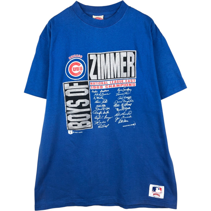 80'S NUTMEG MLB CHICAGO CUBS Sports Print T-Shirt, Made in USA, Men's XL (approx.) Vintage cotton blue type Vintage Second Hand