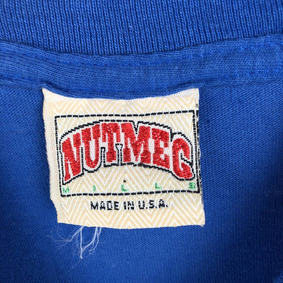 80'S NUTMEG MLB CHICAGO CUBS Sports Print T-Shirt, Made in USA, Men's XL (approx.) Vintage cotton blue type Vintage Second Hand
