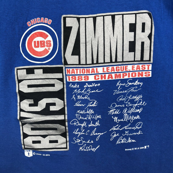 80'S NUTMEG MLB CHICAGO CUBS Sports Print T-Shirt, Made in USA, Men's XL (approx.) Vintage cotton blue type Vintage Second Hand
