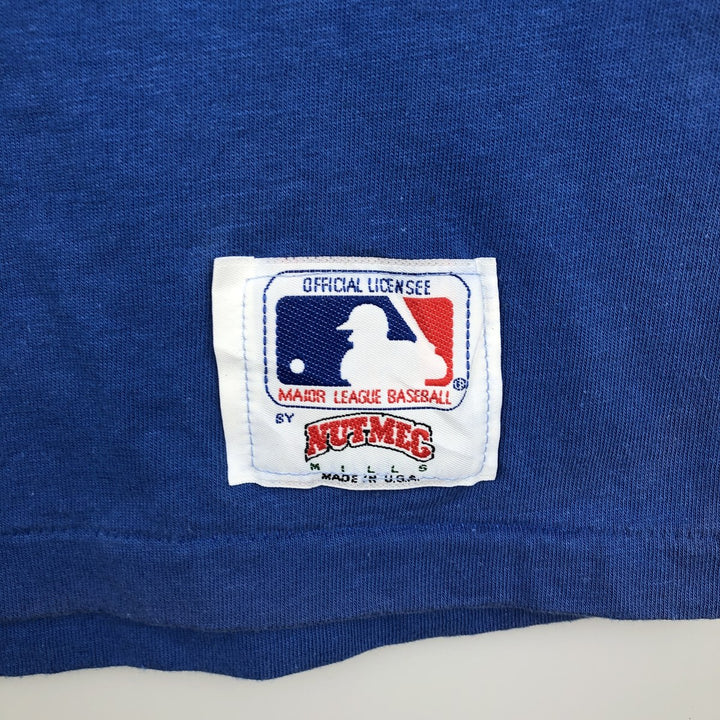 80'S NUTMEG MLB CHICAGO CUBS Sports Print T-Shirt, Made in USA, Men's XL (approx.) Vintage cotton blue type Vintage Second Hand
