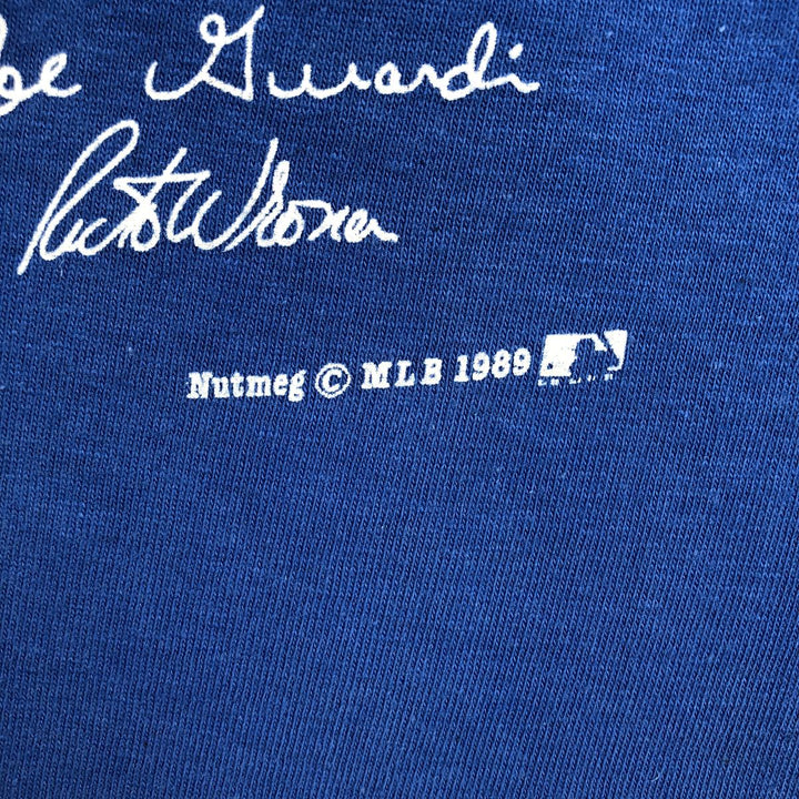 80'S NUTMEG MLB CHICAGO CUBS Sports Print T-Shirt, Made in USA, Men's XL (approx.) Vintage cotton blue type Vintage Second Hand