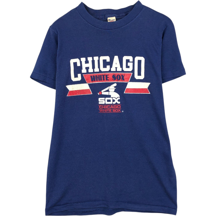 80'S Champion Tricolor Tag Chicago White Sox Sports Print T-Shirt, Made in USA, Women's Size L (Equivalent), Vintage polyester Navy blue Vintage Second Hand