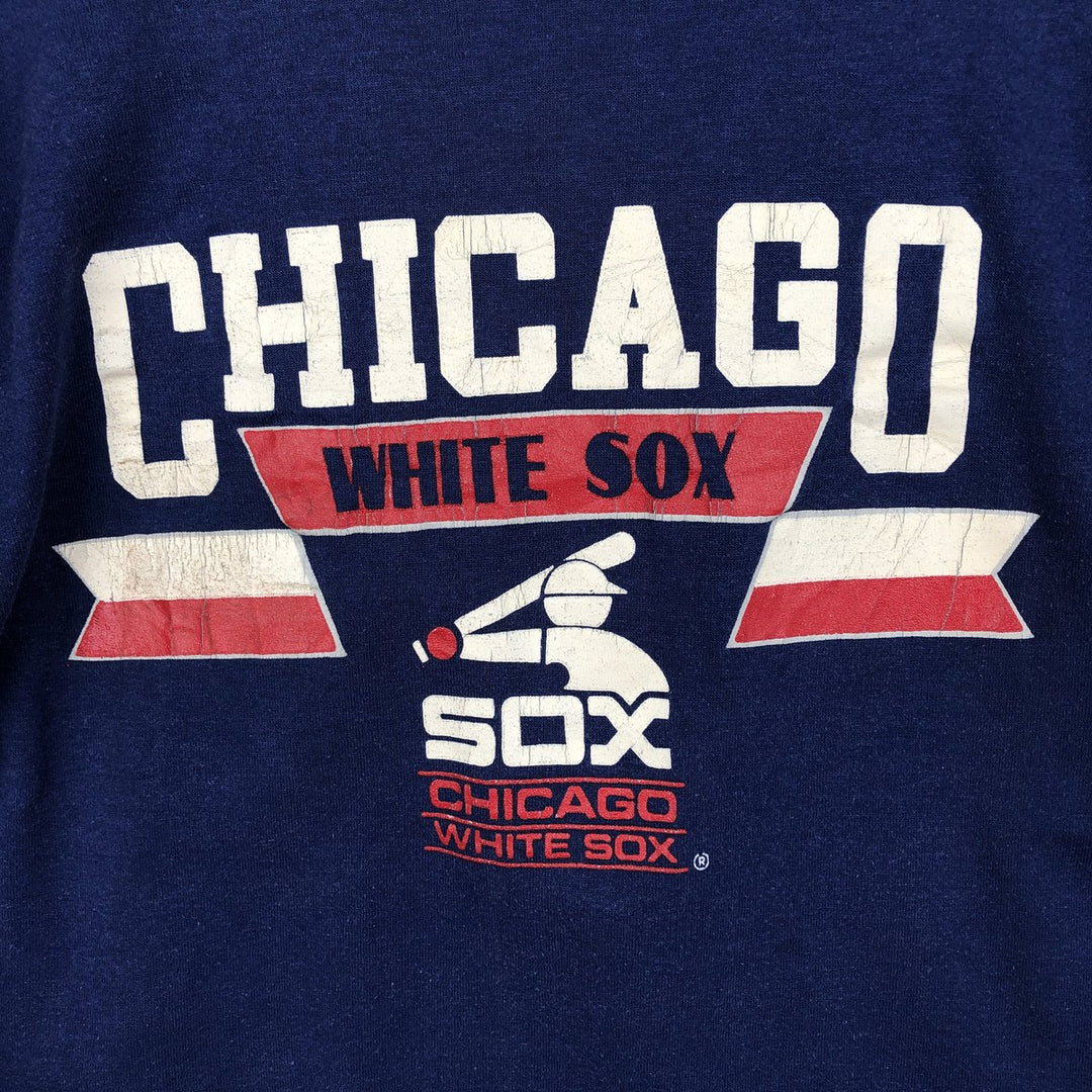80'S Champion Tricolor Tag Chicago White Sox Sports Print T-Shirt, Made in USA, Women's Size L (Equivalent), Vintage polyester Navy blue Vintage Second Hand