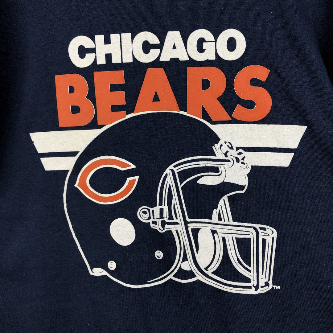 80'S Screen Stars NFL Chicago Bears Sports Print T-Shirt, Made in USA, Men's Size M (approx.), Vintage cotton navy blue type Vintage Second Hand