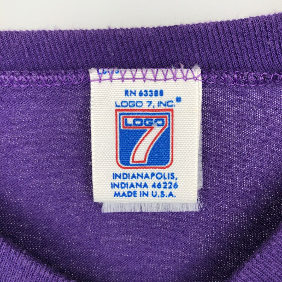 90'S Logo Seven NFL Minnesota Vikings V-neck Football T-shirt, Made in USA, Men's Size L (approx.) unclear purple type Vintage Second Hand