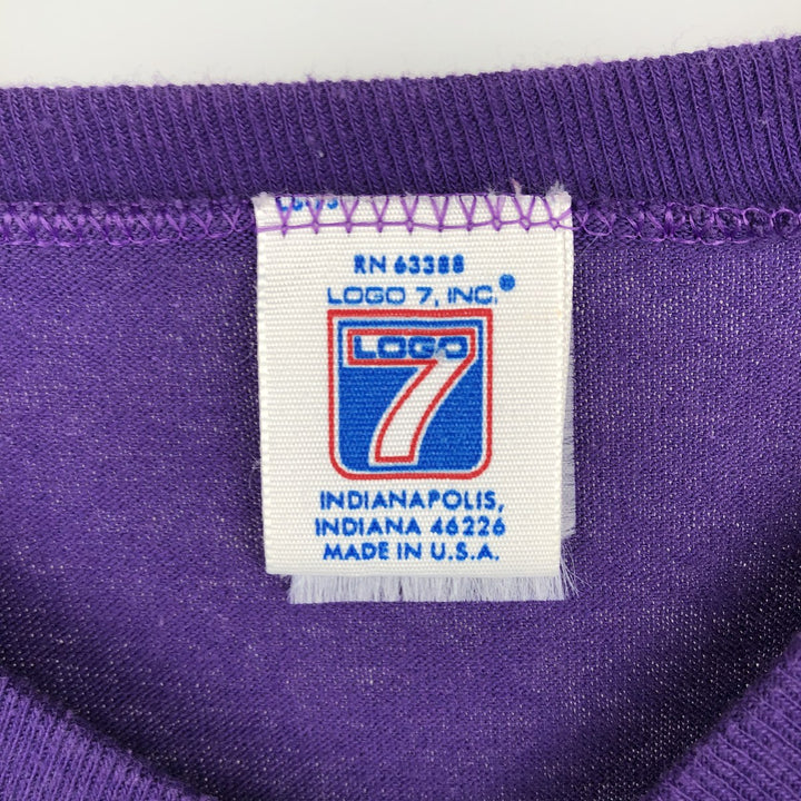 90'S Logo Seven NFL Minnesota Vikings V-neck Football T-shirt, Made in USA, Men's Size L (approx.) unclear purple type Vintage Second Hand