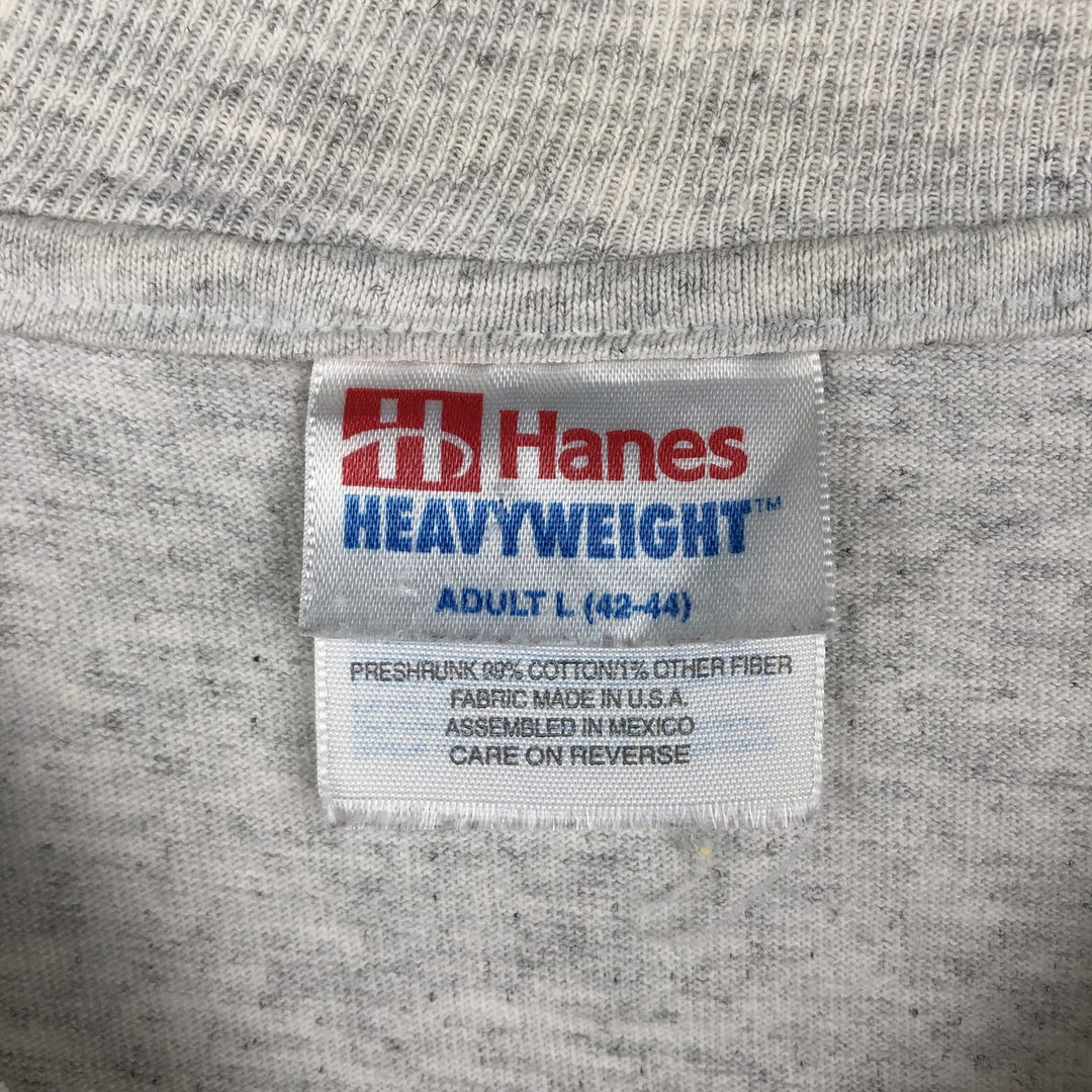 90'S Hanes Heavyweight MLB Cleveland Indians Sports Print T-Shirt (Men's Size L) cotton gray type Vintage Second Hand