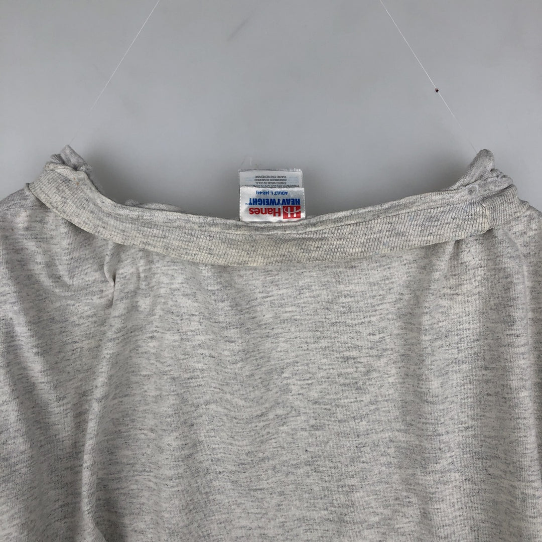 90'S Hanes Heavyweight MLB Cleveland Indians Sports Print T-Shirt (Men's Size L) cotton gray type Vintage Second Hand