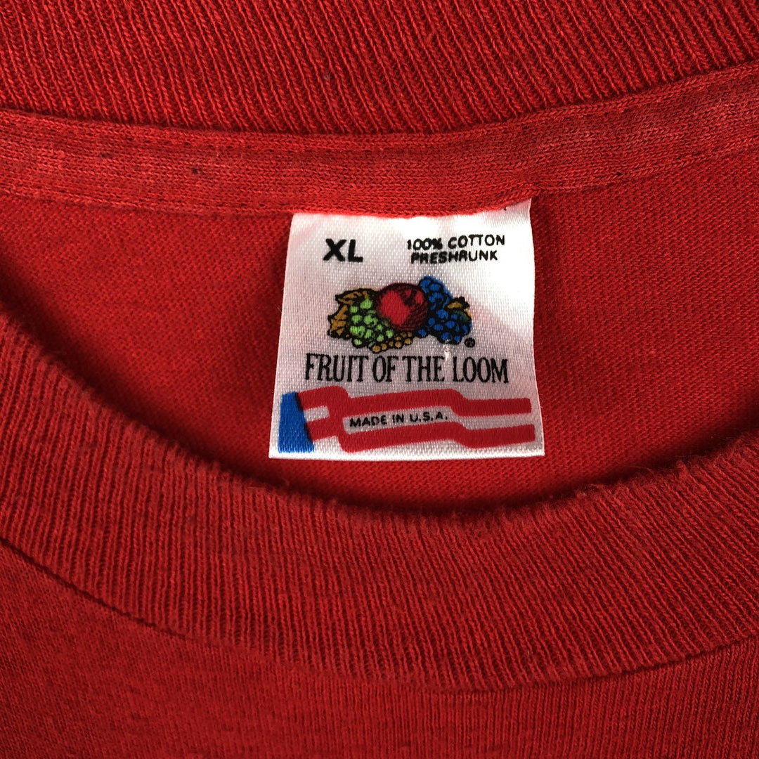 90'S Fruit of the Loom NBA Chicago Bulls Sports Print T-Shirt, Made in USA, Men's XL equivalent, Vintage cotton red type Vintage Second Hand