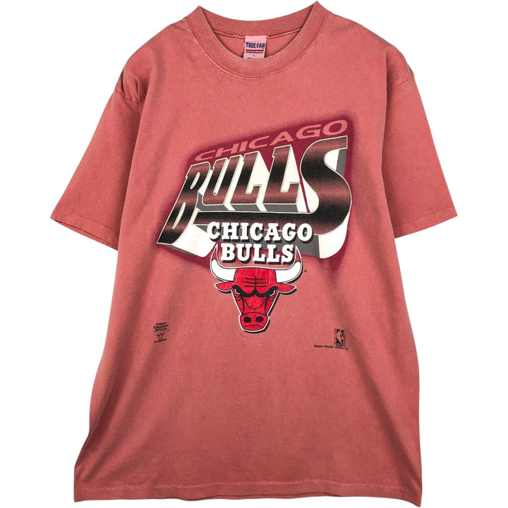 90'S TRUE-FAN NBA CHICAGOBULLS Sports Print T-Shirt, Made in USA, Men's Size L (Equivalent), Vintage cotton pink type Vintage Second Hand