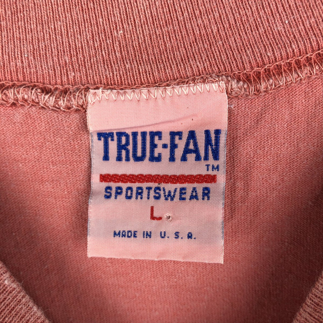 90'S TRUE-FAN NBA CHICAGOBULLS Sports Print T-Shirt, Made in USA, Men's Size L (Equivalent), Vintage cotton pink type Vintage Second Hand