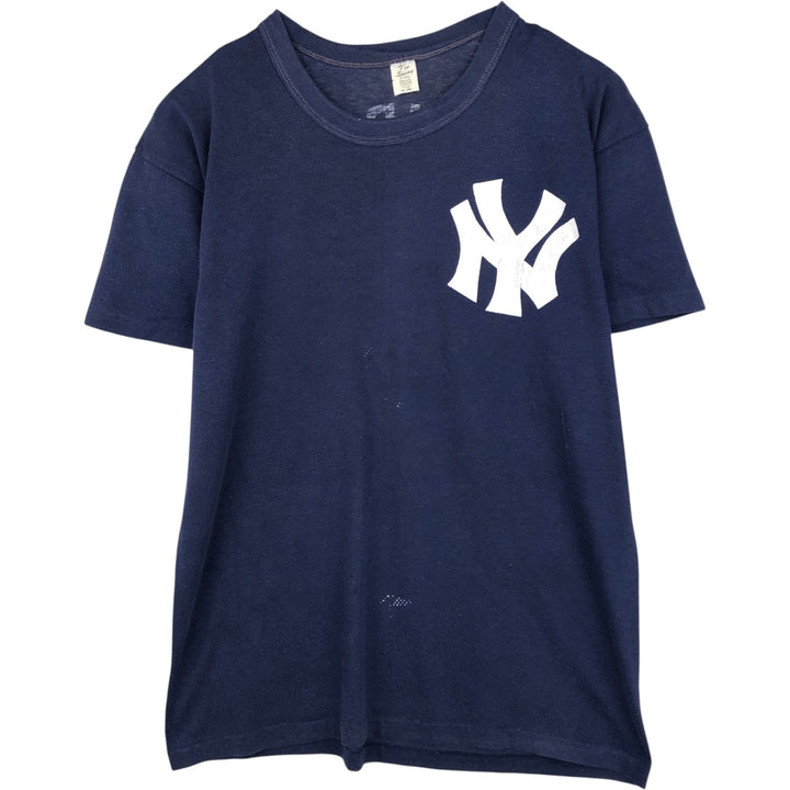 80'S Swing MLB New York Yankees T-shirt, sports print, made in USA, men's size XL equivalent. others navy blue type Vintage Second Hand