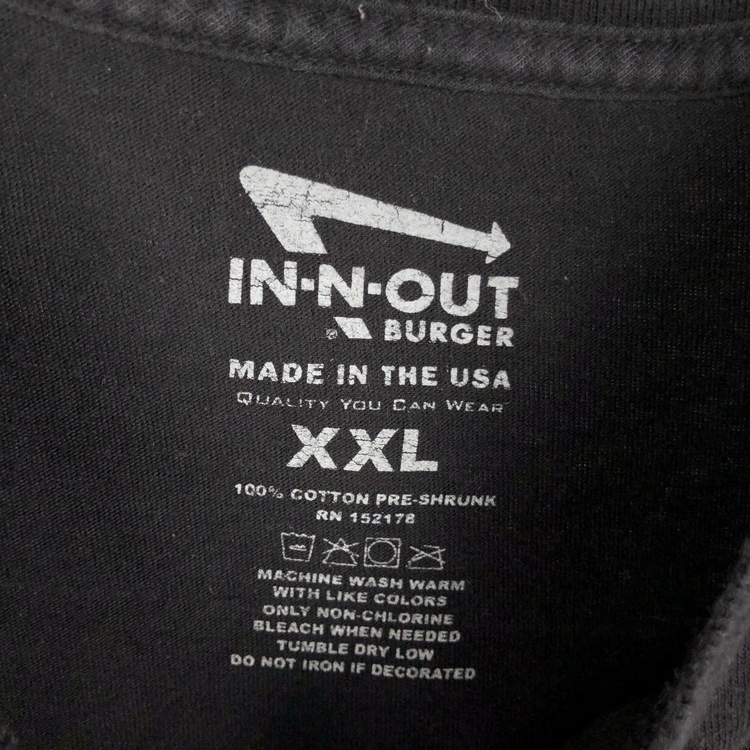 IN-N-OUT BURGER In-and-Out Burger Advertising T-shirt Made in USA Men's XXL cotton black type Vintage Second Hand
