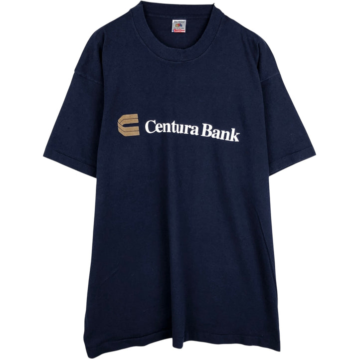 90'S Fruit of the Loom Centura Bank Advertising T-Shirt, Made in USA, Men's XL equivalent, Vintage cotton navy blue type Vintage Second Hand