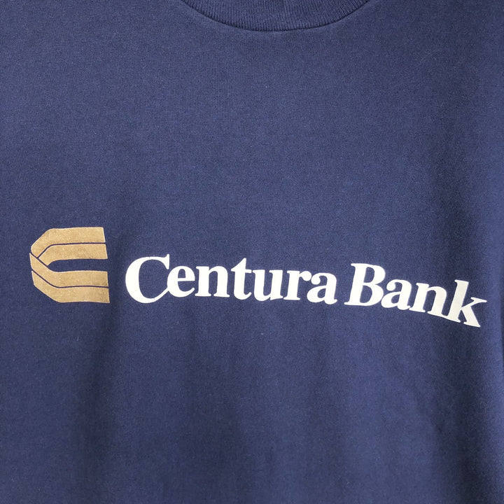 90'S Fruit of the Loom Centura Bank Advertising T-Shirt, Made in USA, Men's XL equivalent, Vintage cotton navy blue type Vintage Second Hand