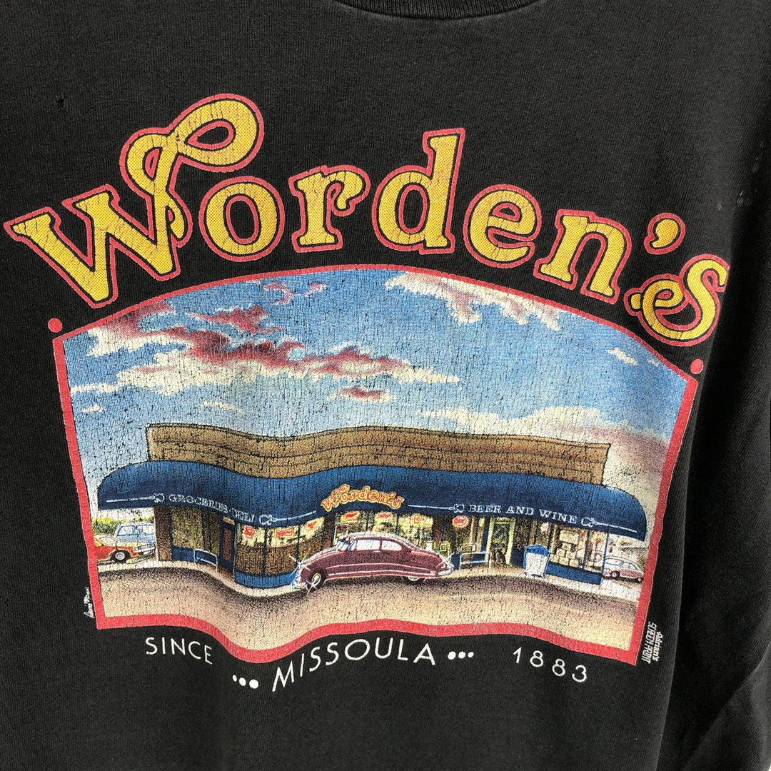 90'S Fruit of the Loom Worden's Advertising T-Shirt, Made in USA, Men's Size L (approx.), Vintage cotton Charcoal Vintage Second Hand