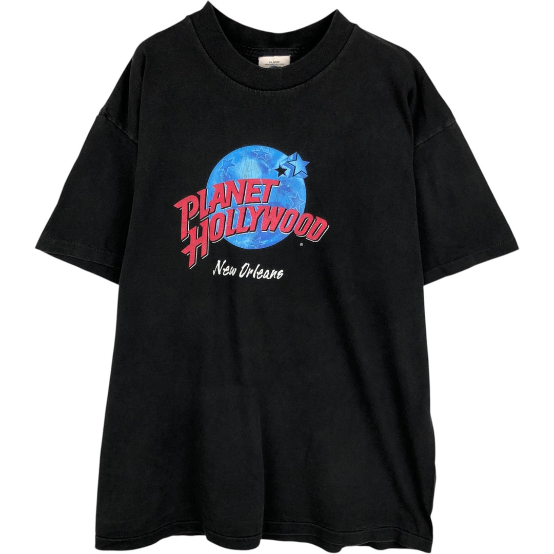 90'S PLANET HOLLYWOOD Advertising T-shirt Made in USA Men's XL Vintage cotton black type Vintage Second Hand