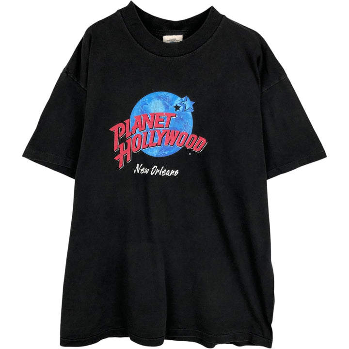 90'S PLANET HOLLYWOOD Advertising T-shirt Made in USA Men's XL Vintage cotton black type Vintage Second Hand