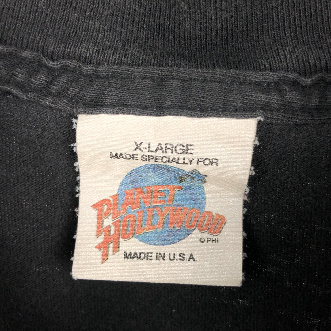 90'S PLANET HOLLYWOOD Advertising T-shirt Made in USA Men's XL Vintage cotton black type Vintage Second Hand