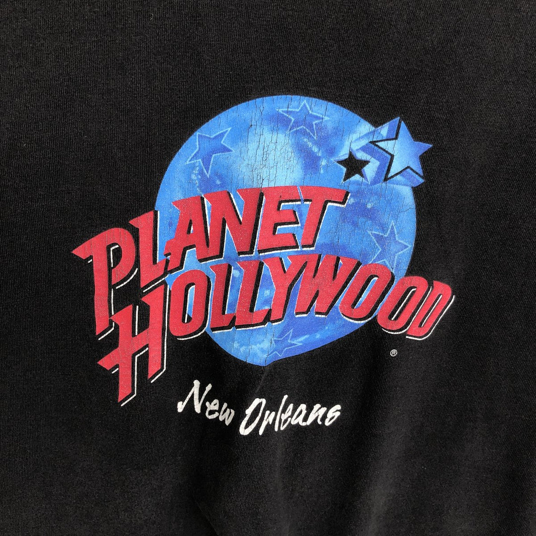 90'S PLANET HOLLYWOOD Advertising T-shirt Made in USA Men's XL Vintage cotton black type Vintage Second Hand