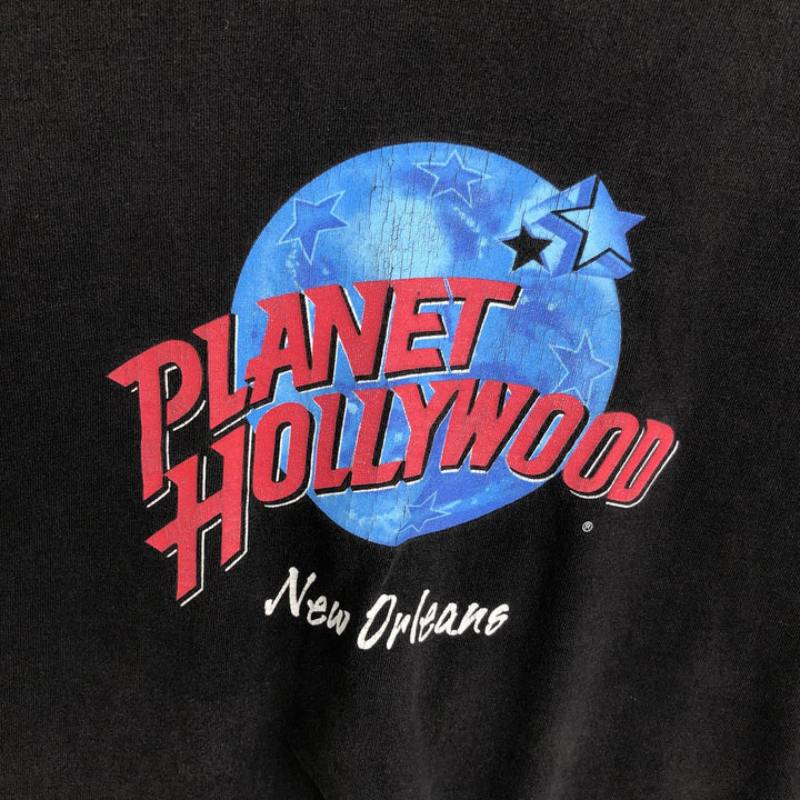 90'S PLANET HOLLYWOOD Advertising T-shirt Made in USA Men's XL Vintage cotton black type Vintage Second Hand