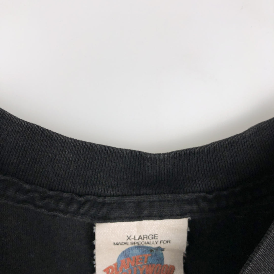 90'S PLANET HOLLYWOOD Advertising T-shirt Made in USA Men's XL Vintage cotton black type Vintage Second Hand