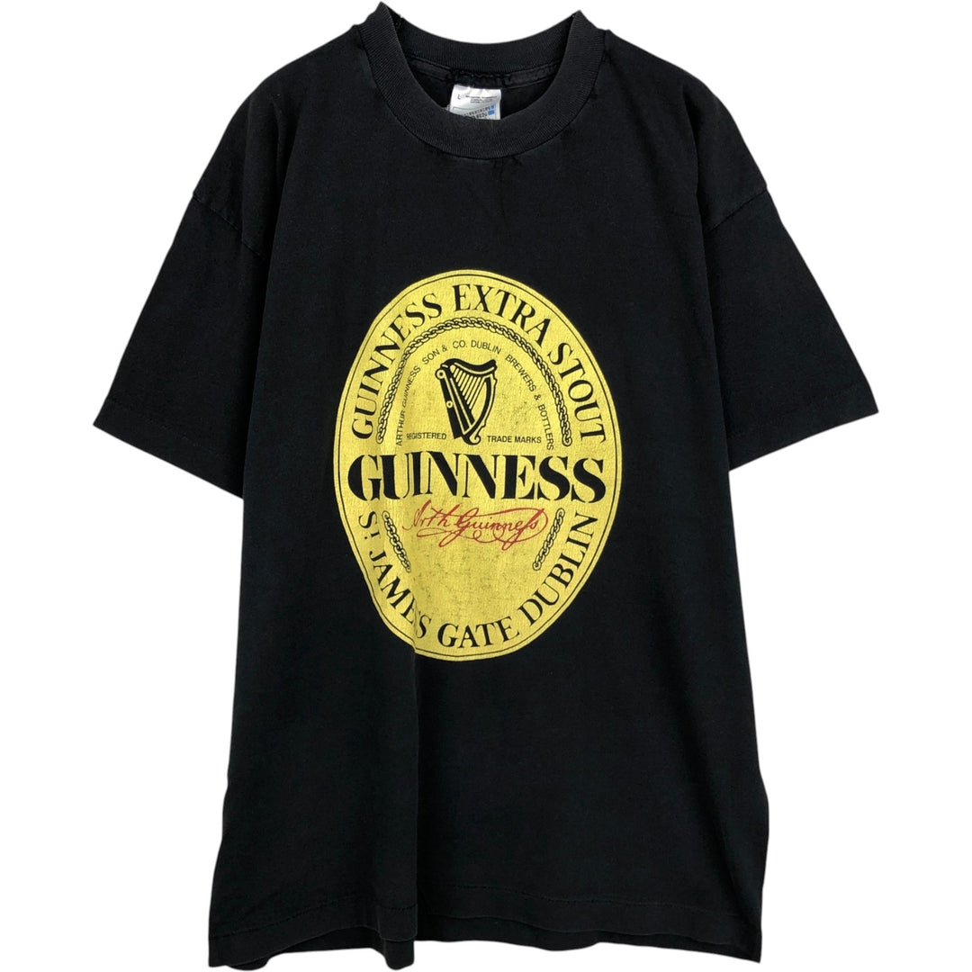 Screen Stars Fruit of the Loom Guinness Extra Stout Advertising T-Shirt, Made in USA, Men's Size L (approx.) cotton black type Vintage Second Hand