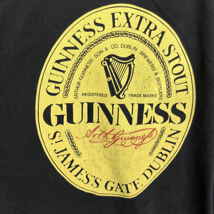 Screen Stars Fruit of the Loom Guinness Extra Stout Advertising T-Shirt, Made in USA, Men's Size L (approx.) cotton black type Vintage Second Hand