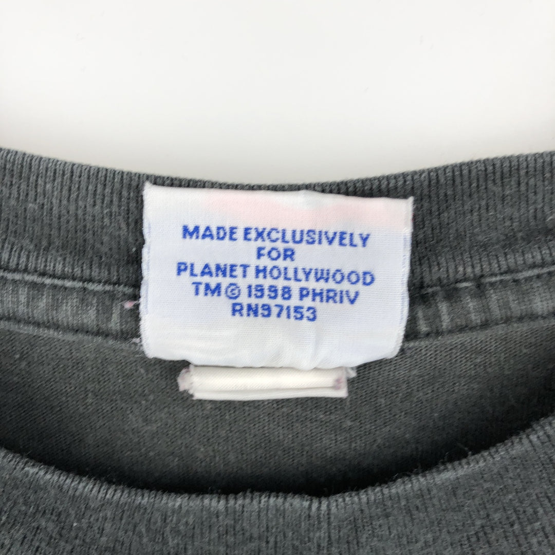 Vintage 90'S Planet Hollywood Advertising T-Shirt, Men's Size Medium unclear black type Vintage Second Hand