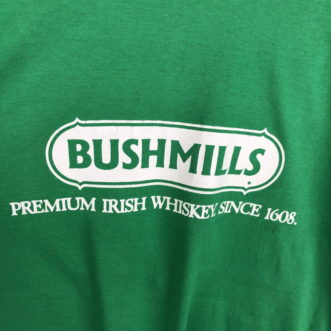 Screen Stars Best Bushmills Advertising T-Shirt, Made in USA, Men's Size XL (approx.) cotton green type Vintage Second Hand