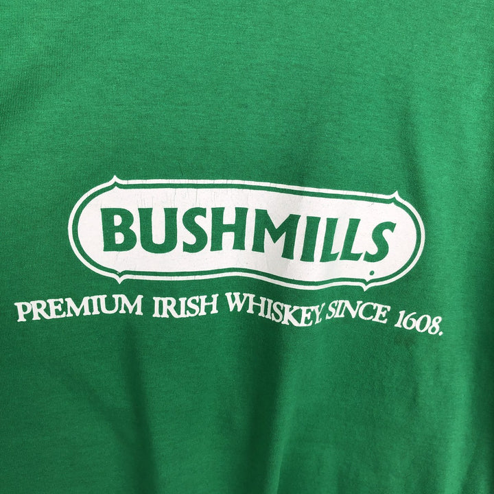 Screen Stars Best Bushmills Advertising T-Shirt, Made in USA, Men's Size XL (approx.) cotton green type Vintage Second Hand