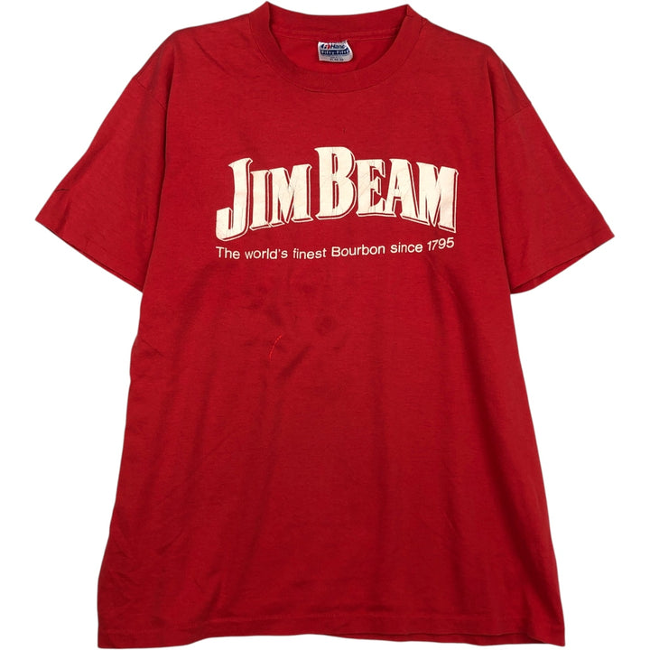 ~90'S Hanes FIFTY-FIFTY COMBED Jim Beam Advertising T-Shirt, Made in USA, Men's XL equivalent, Vintage cotton red type Vintage Second Hand