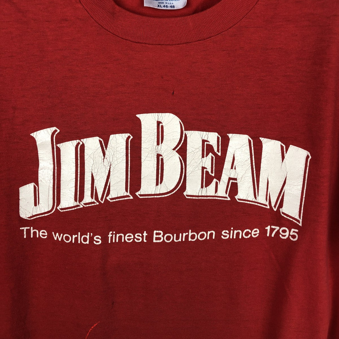 ~90'S Hanes FIFTY-FIFTY COMBED Jim Beam Advertising T-Shirt, Made in USA, Men's XL equivalent, Vintage cotton red type Vintage Second Hand