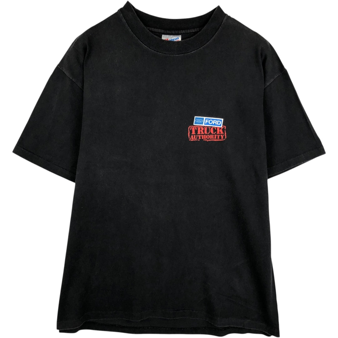 Hanes HEAVYWEIGHT Advertising T-Shirt, Made in USA, Men's Size L (approx.) cotton black type Vintage Second Hand