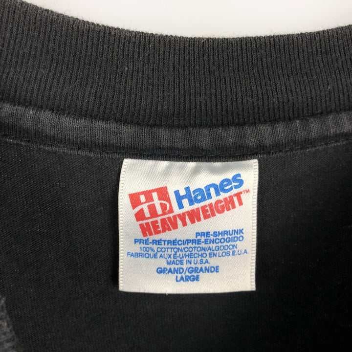 Hanes HEAVYWEIGHT Advertising T-Shirt, Made in USA, Men's Size L (approx.) cotton black type Vintage Second Hand