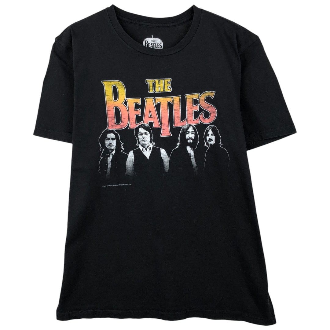 THE BEATLES Band T-shirt, Men's M size cotton black type Vintage Second Hand
