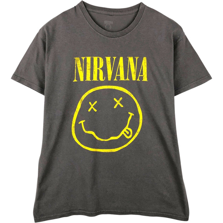 NIRVANA Nirvana Band T-shirt, Band T, Men's L size cotton Charcoal Vintage Second Hand