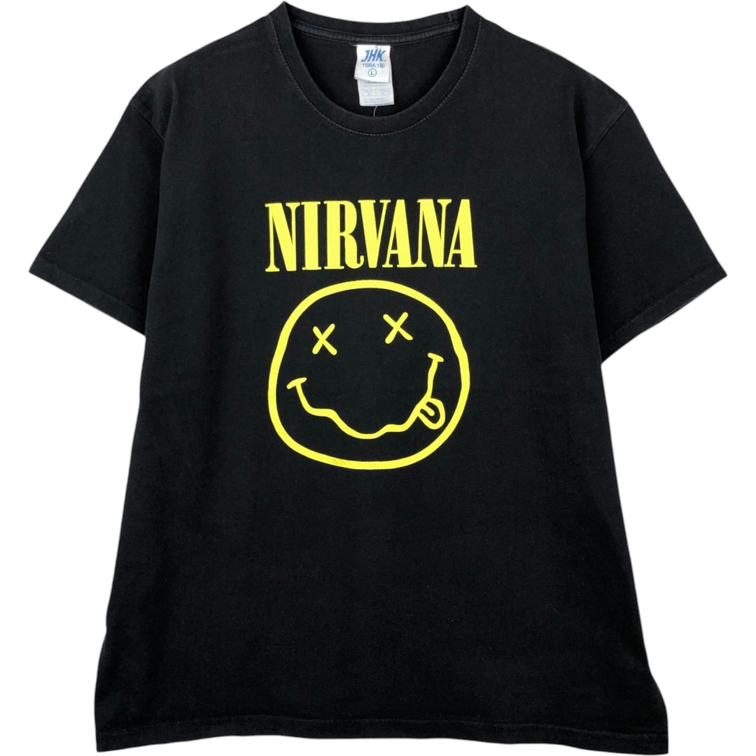 NIRVANA Nirvana Band T-shirt, Band T, Men's L size cotton black type Vintage Second Hand