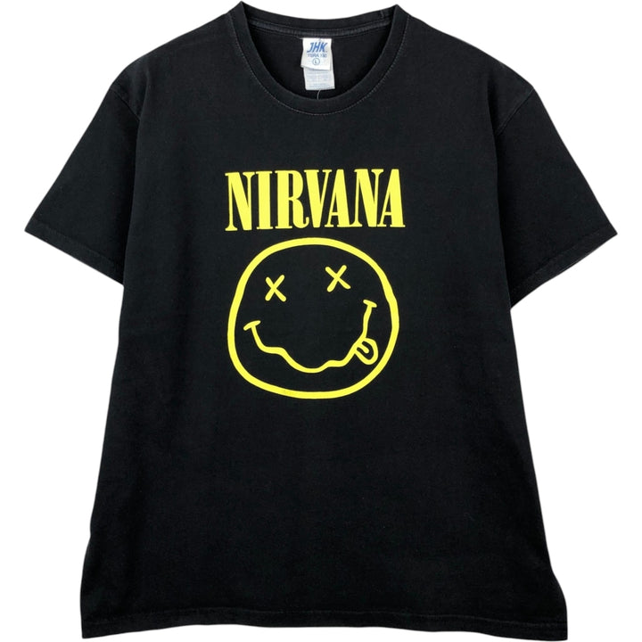 NIRVANA Nirvana Band T-shirt, Band T, Men's L size cotton black type Vintage Second Hand