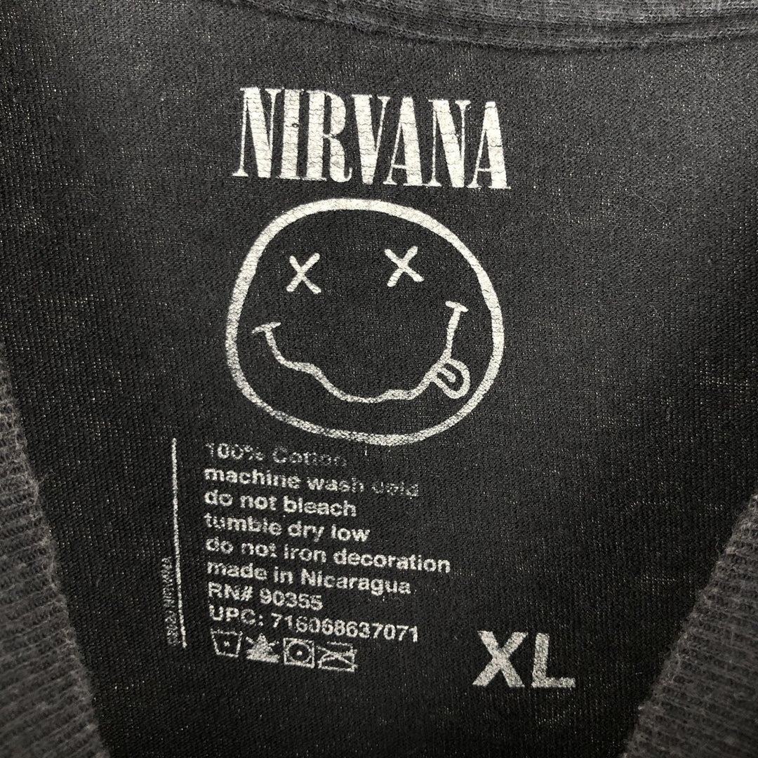 NIRVANA Nirvana Band T-shirt, Band T, Men's XL size cotton black type Vintage Second Hand