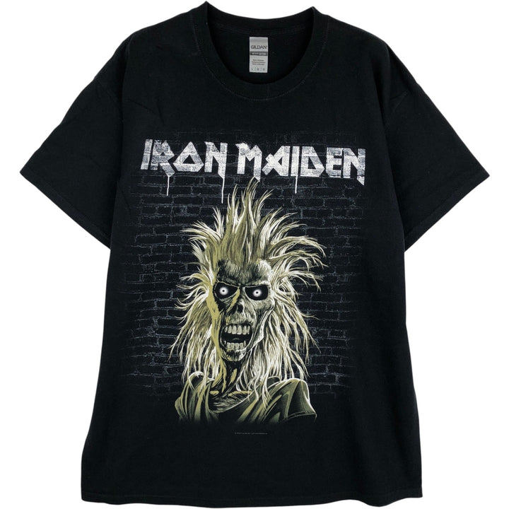 Gildan Iron Maiden Band T-Shirt, Men's L Size cotton black type Vintage Second Hand
