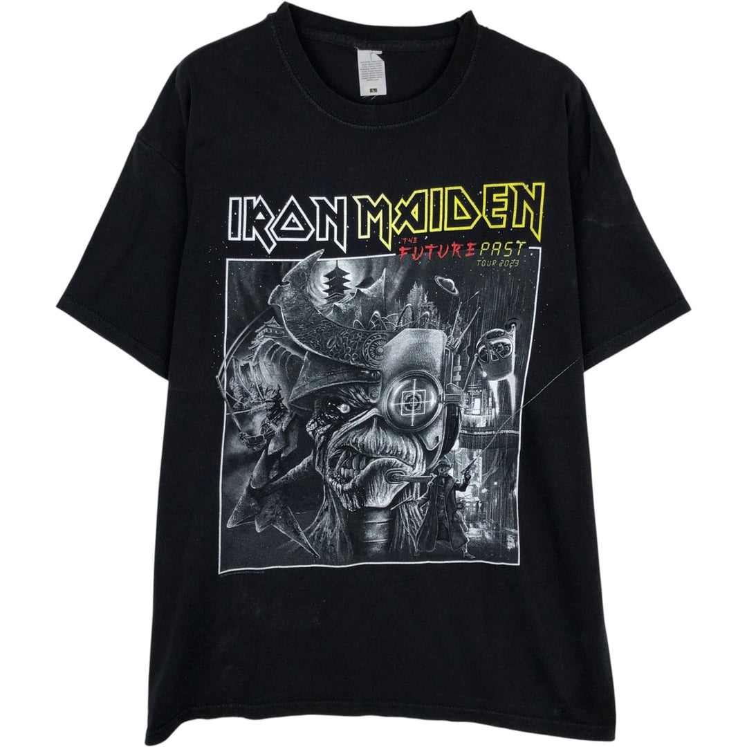 IRON MAIDEN Iron Maiden Band T-shirt Band T Men's L size cotton black type Vintage Second Hand