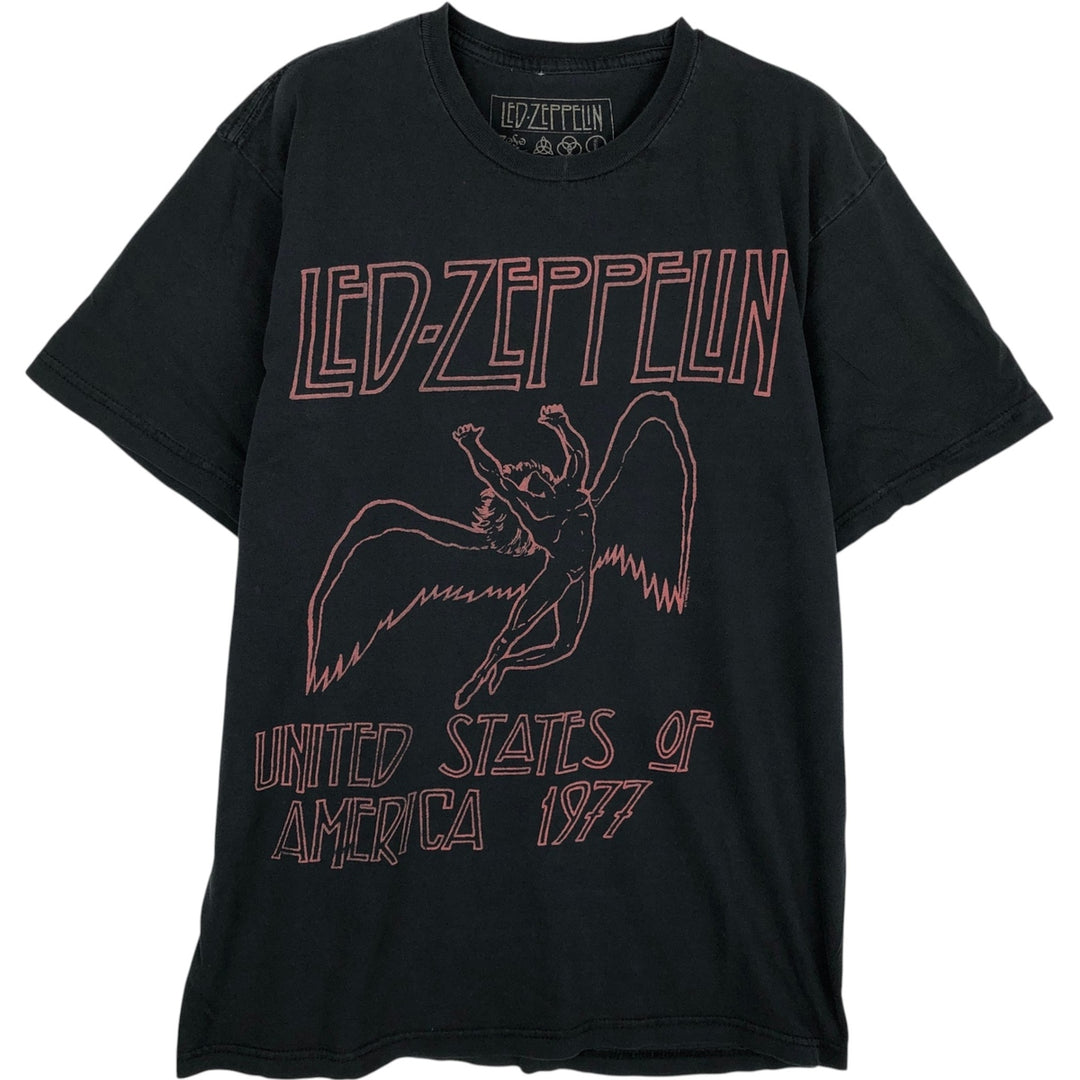 LED ZEPPELIN Led Zeppelin Band T-shirt Band T Men's L size cotton black type Vintage Second Hand