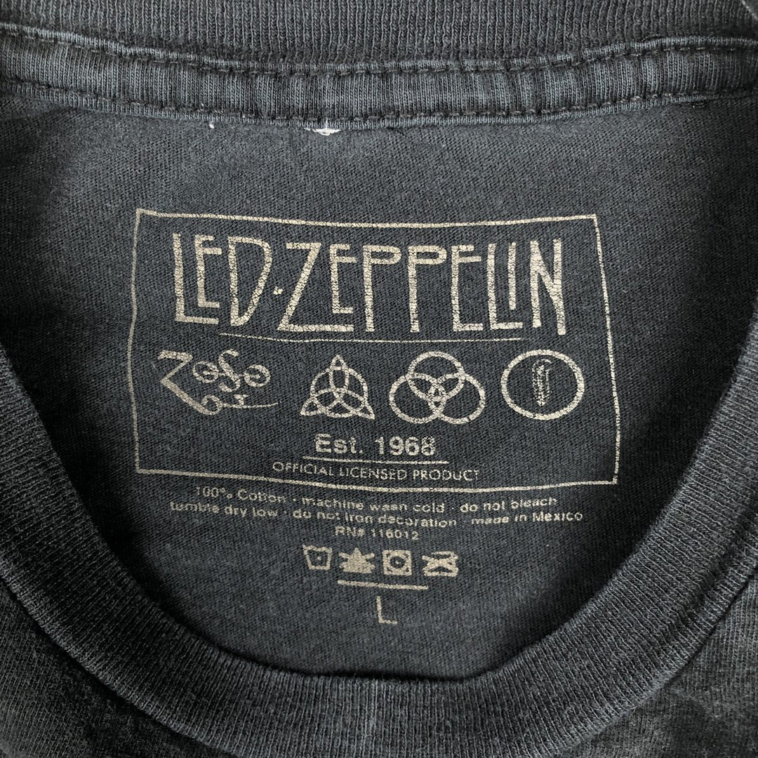 LED ZEPPELIN Led Zeppelin Band T-shirt Band T Men's L size cotton black type Vintage Second Hand