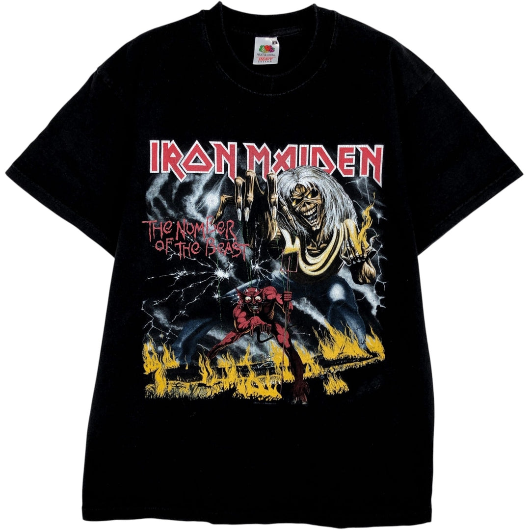 Fruit of the Loom Heavy Cotton Iron Maiden Band T-Shirt (Men's Size M) cotton black type Vintage Second Hand