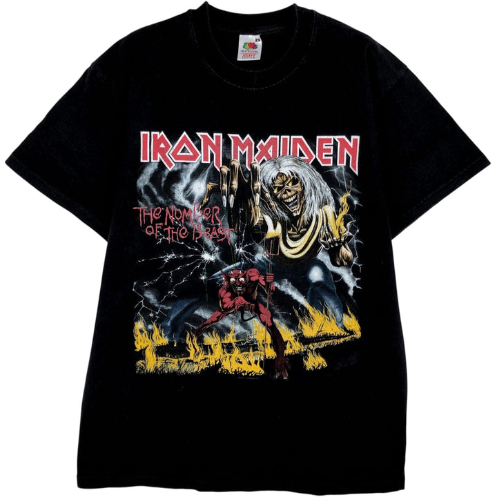 Fruit of the Loom Heavy Cotton Iron Maiden Band T-Shirt (Men's Size M) cotton black type Vintage Second Hand