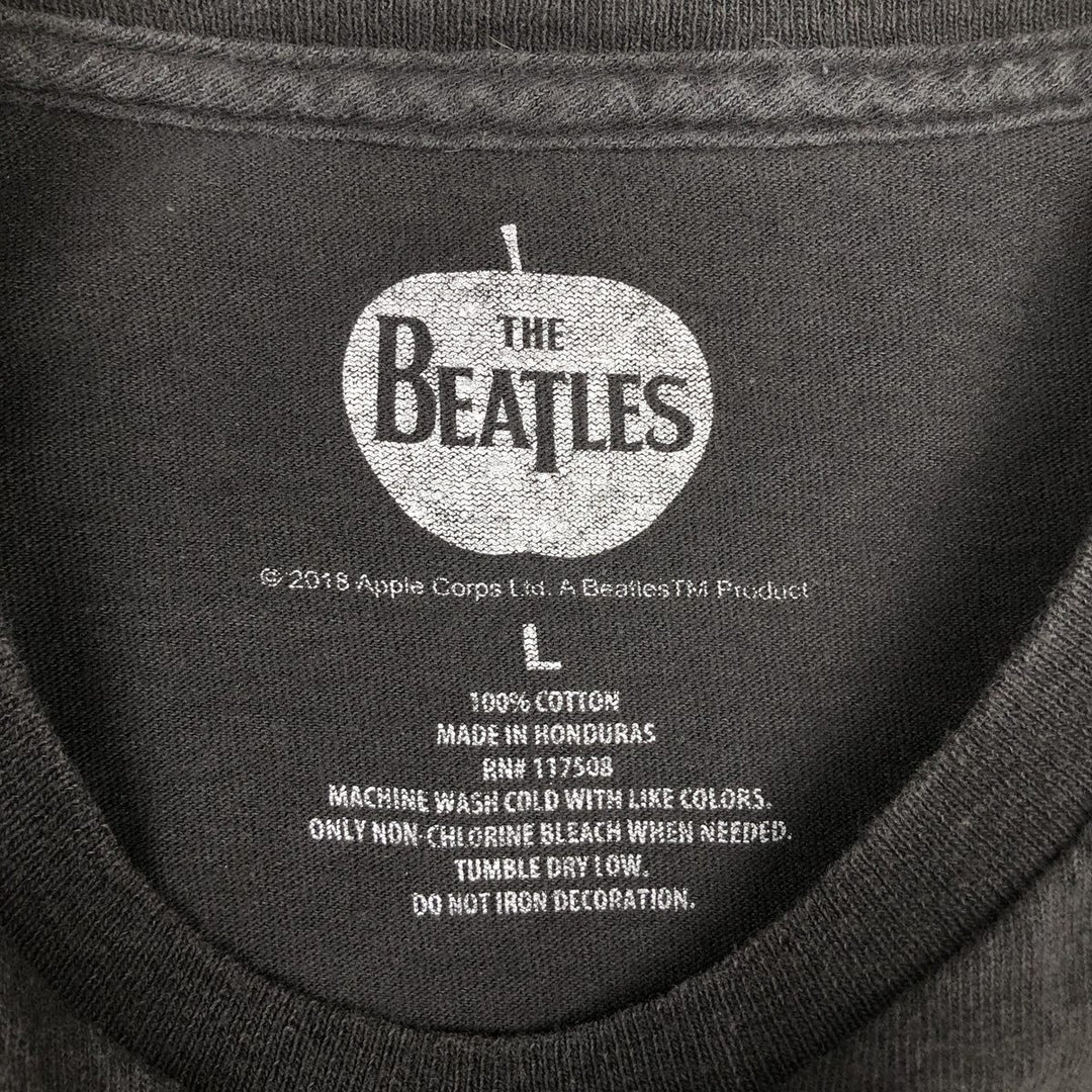 THE BEATLES Band T-shirt, Men's L size cotton black type Vintage Second Hand