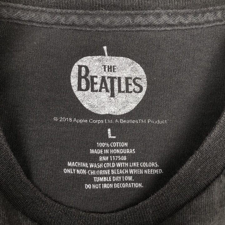 THE BEATLES Band T-shirt, Men's L size cotton black type Vintage Second Hand